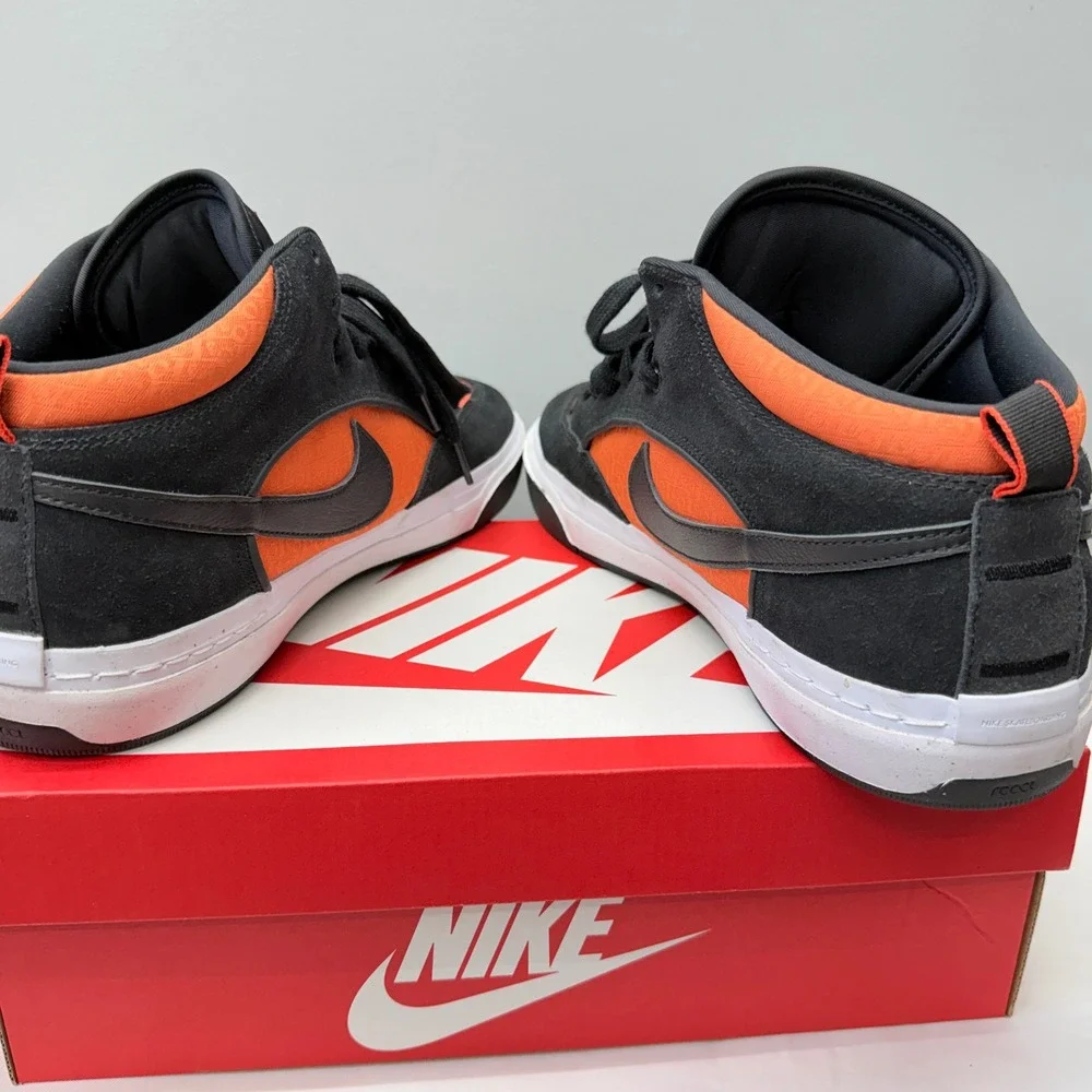 Nike SB Leo Baker Mens 14 Black Orange Skate Shoes DX4361-002 Mid Top Sneakers